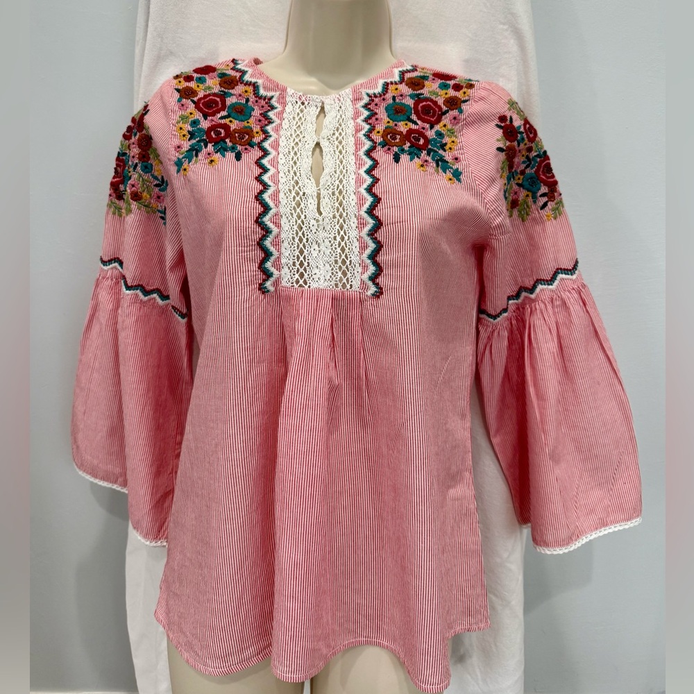 Zara Embroidered Pink Women's Top